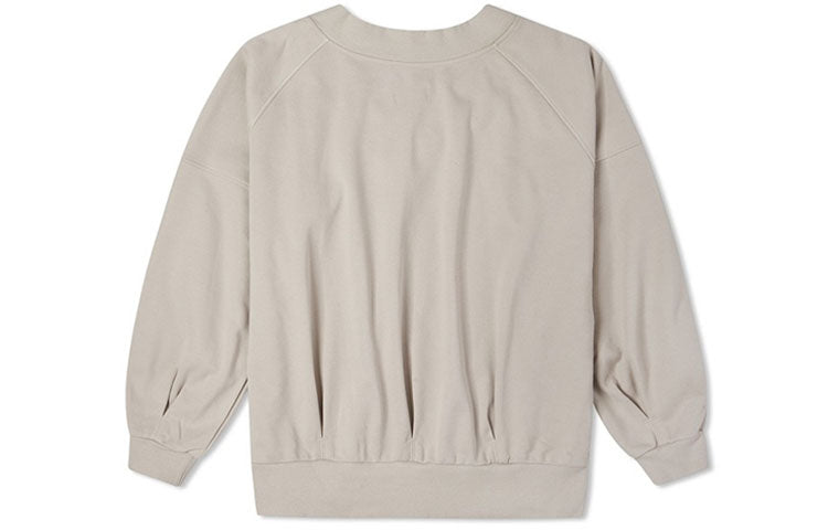 (WMNS) Converse Solid Color Loose Knit V Neck Beige Hoodie 10022959-A05