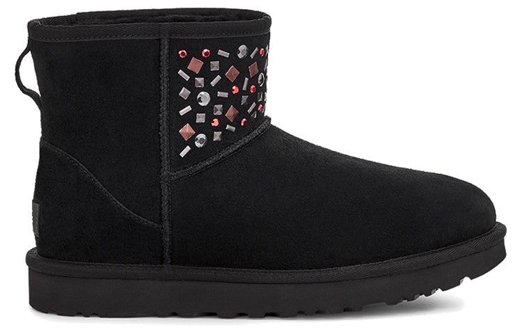 (WMNS) UGG Classic Mini Stud II Rivets Snow Boots Black 1119101-BLK