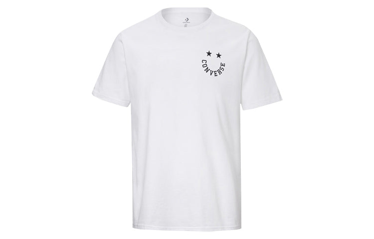 Men's Converse Smiling Face Pattern Sports Short Sleeve White 10018859-102