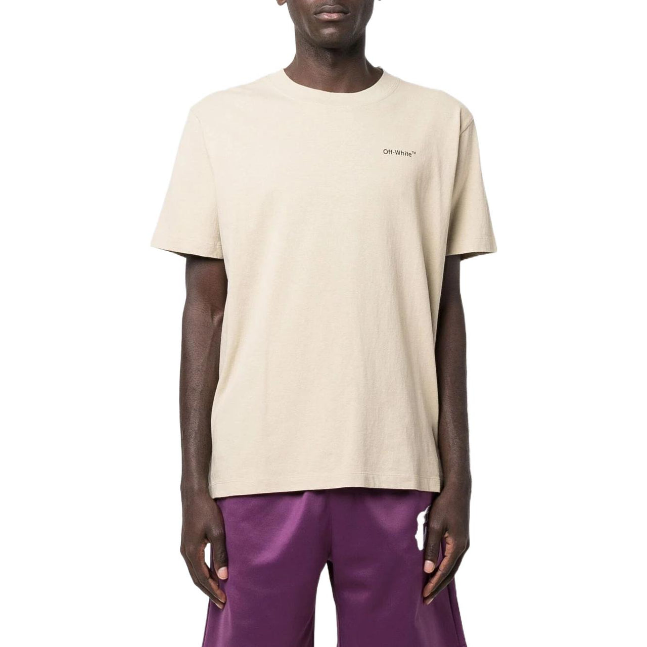 Off-White SS22 Logo Round Neck Printing Short Sleeve Beige OMAA027S22JER0051710