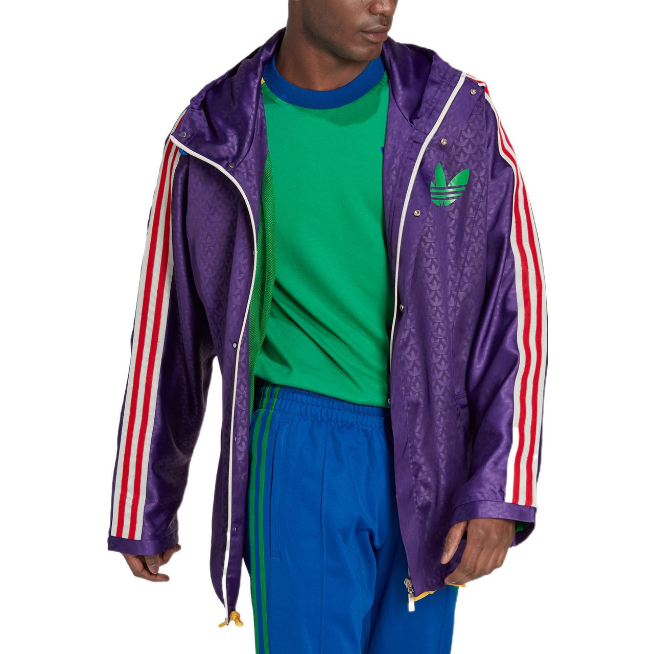 adidas originals Windbreaker Logo Printing Hooded Drawstring Sports Jacket 'Purple' IB3441