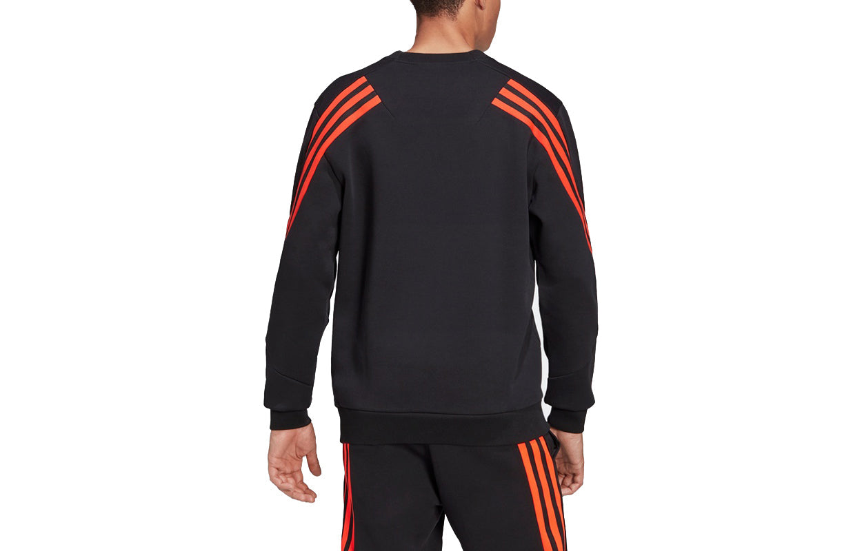 adidas M FI 3S Cerw Colorblock Stripe Sports Round Neck Long Sleeves Black H46542