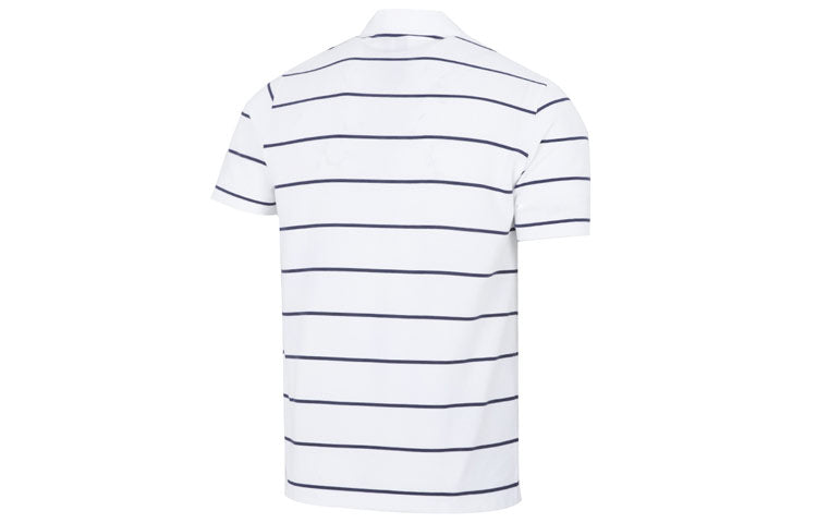 adidas Stripe Small Label Athleisure Casual Sports Short Sleeve Polo Shirt White HE7435