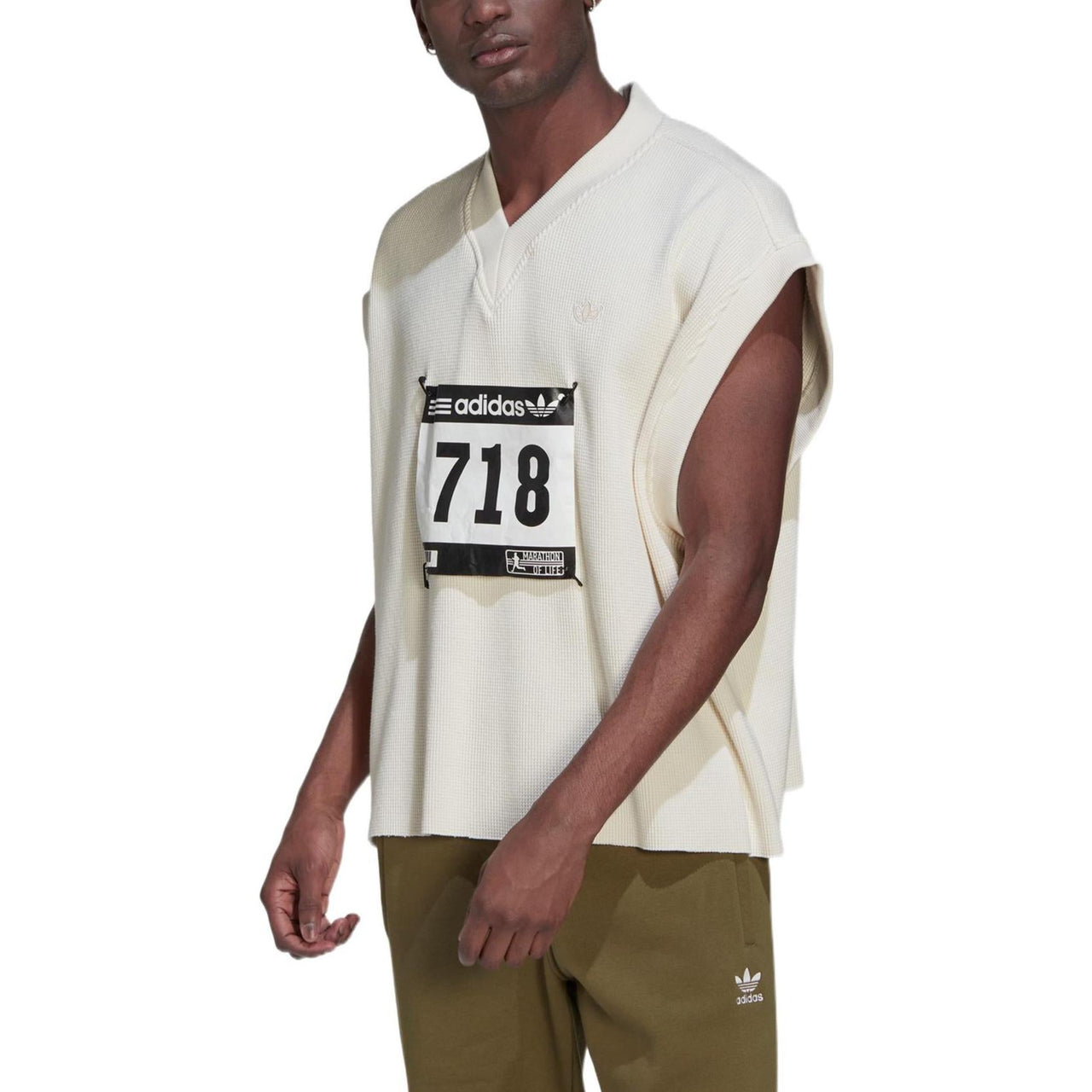 adidas originals Blue Version Detachable Solid Color Athleisure Casual Sports V neck Vest Pink White HG4826