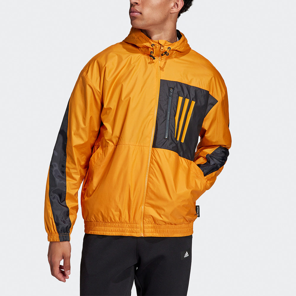 adidas M W.n.d. Jkt Pb Colorblock Pocket Sports Hooded Jacket Orange H56356