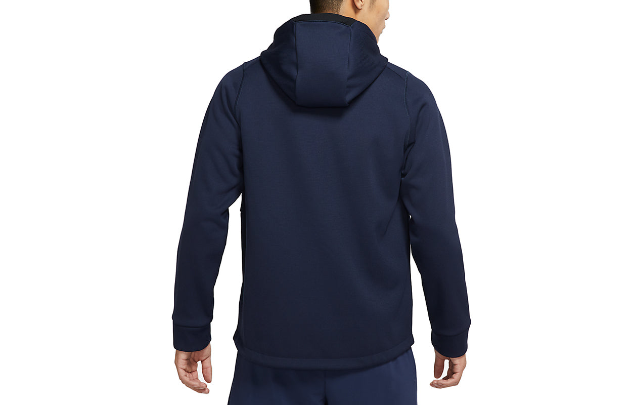 Nike Pro Therma-FIT Fleece Stay Warm Sports Training hooded Logo Jacket Navy Blue DD2125-451