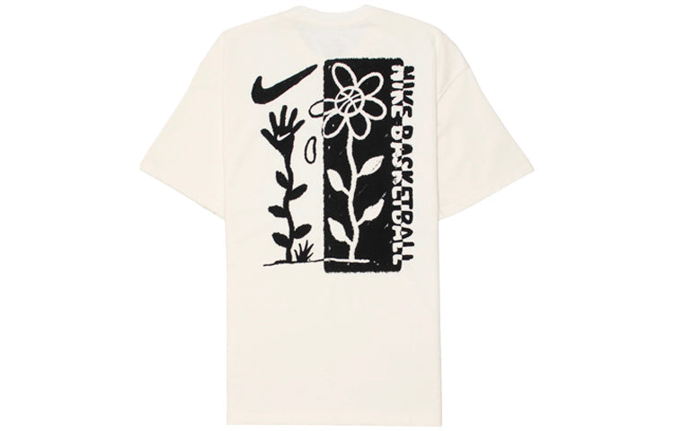 Nike Basketball Sports Graffiti Printing Short Sleeve US Edition Creamy White DC1283-910