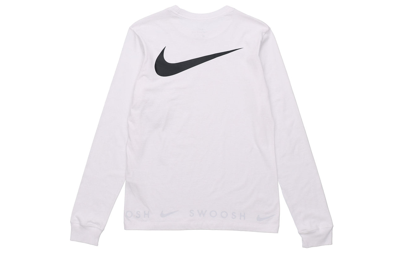 Nike Sportswear Back Logo Swoosh Crew-neck Long Sleeve 'White' DA0336-100