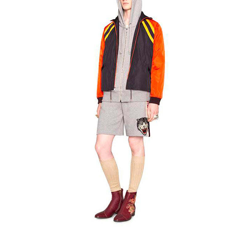 Gucci Stripe Webbing Zipper autumn Hoodies 'Gray' 497250X9I971295