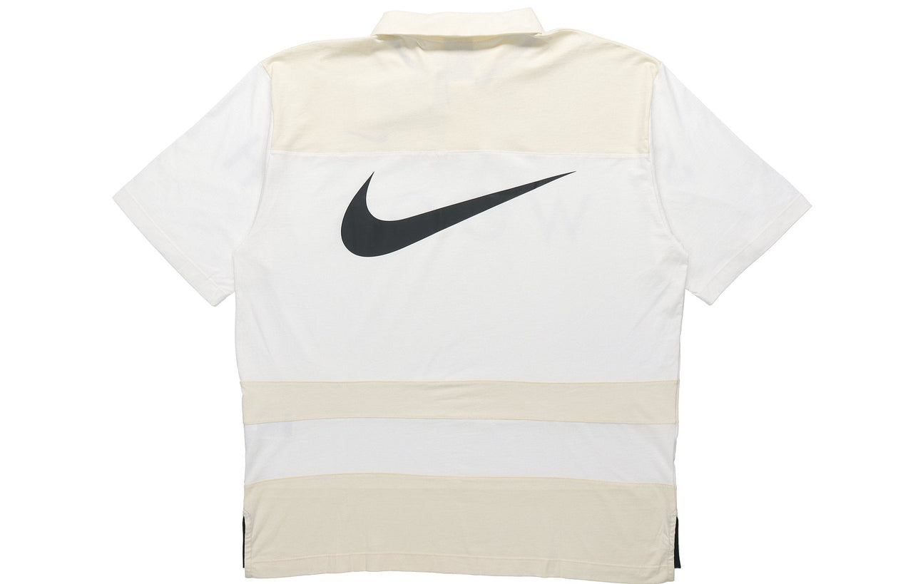 Nike Sportswear Swoosh Logo Printing Contrasting Colors Loose Polo Shirt White DJ5370-110