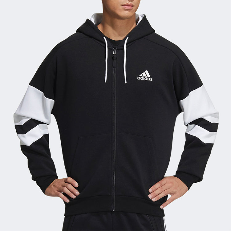 adidas Contrasting Colors Athleisure Casual Sports Hooded Jacket Black GT6480