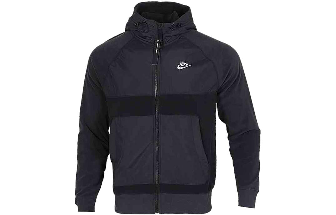 Nike Fleece Splicing Stay Warm Sports hooded Logo Jacket Black CZ4892-010