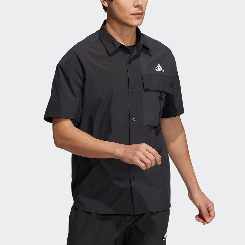 adidas Utl Ss Shirts Contrasting Colors Loose Sports Short Sleeve Shirt Black H13778
