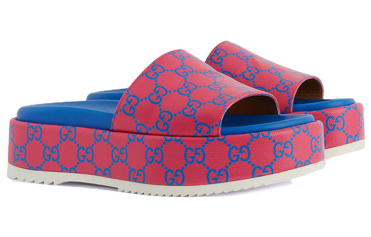 (WMNS) Gucci Platform Slide Sandal 'Jumbo GG -Fuchsia Blue' 734913-FABJF-5614
