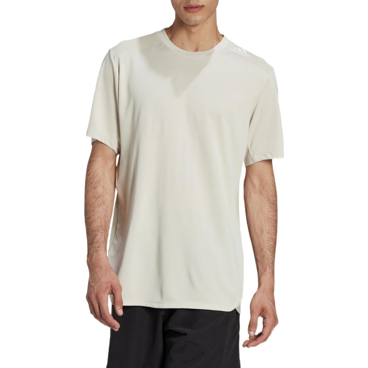 Men's adidas Solid Color Back Round Neck Sports Short Sleeve White T-Shirt HJ9775