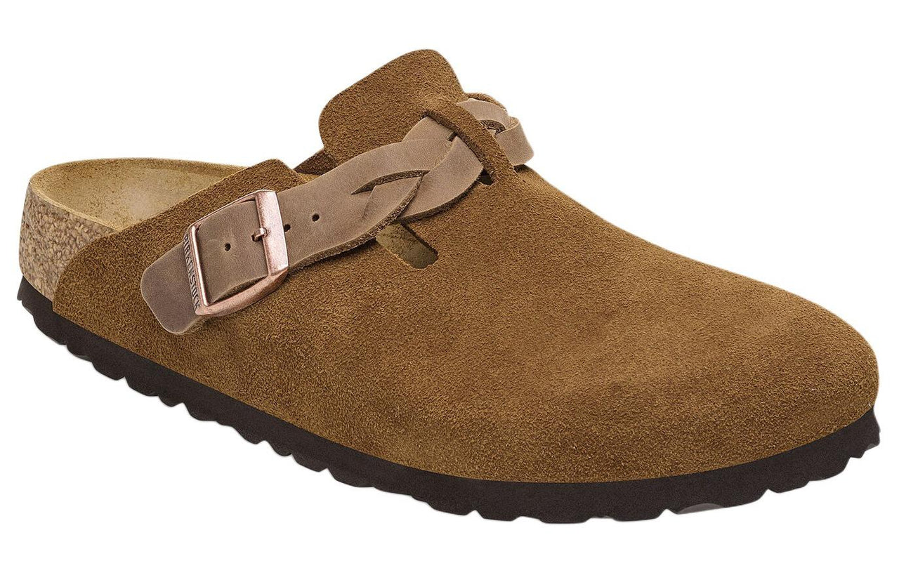 Birkenstock Boston Braided Suede Leather Narrow Fit Sandals 'Mink' 1026713