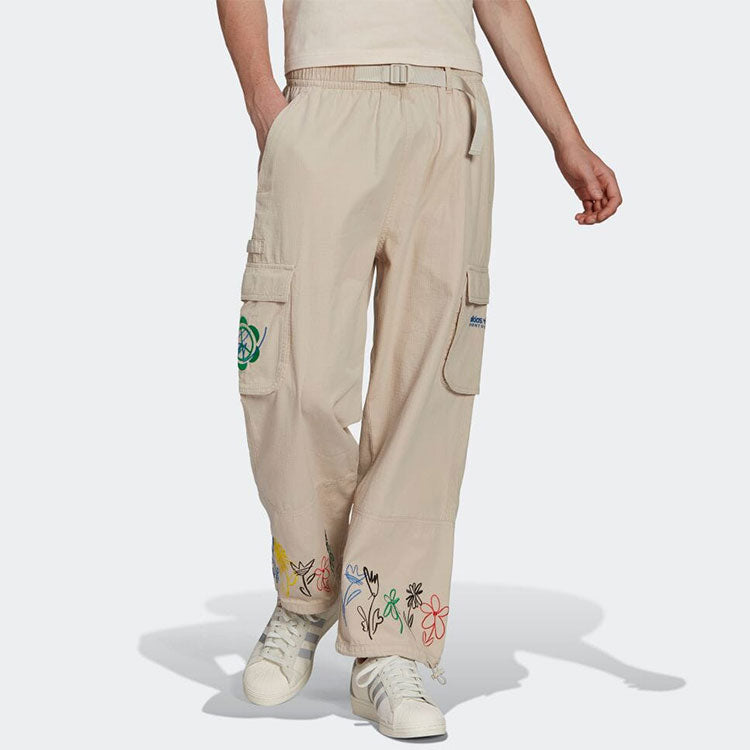 adidas x Sean Wotherspoon Flowers Embroidered Cargo Pants 'Light Brown Beige' HI3305