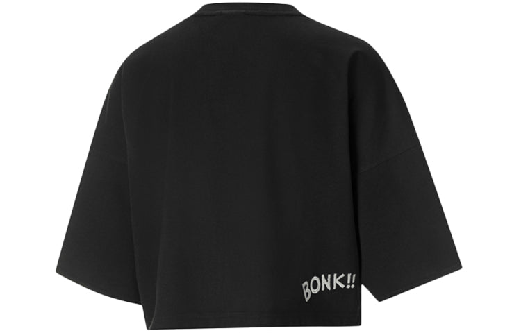 (WMNS) PUMA x PEANUTS Crossover Embroidered Logo Round Neck Loose Short Sleeve Black 531158-01