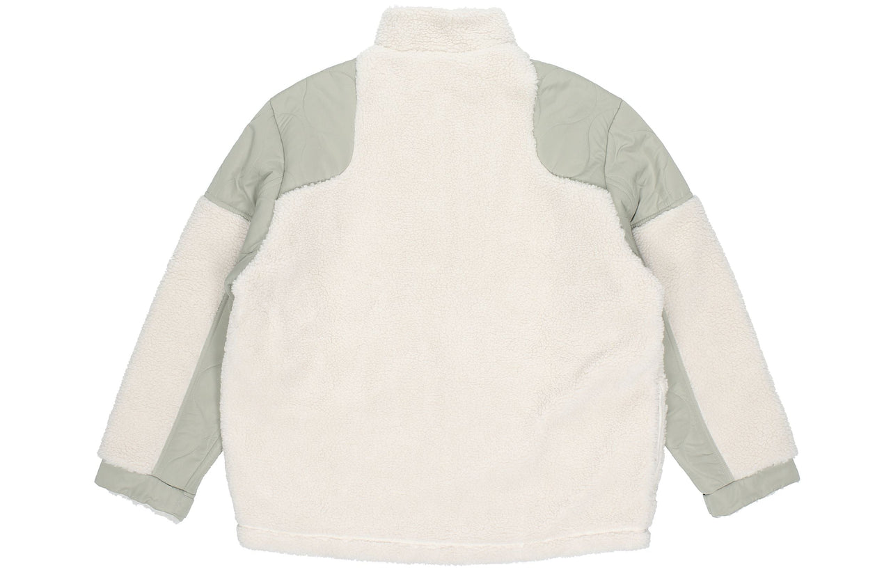 Men's adidas Wj Mixboa Jkt Martial Arts Series Lamb's Wool Splicing Stand Collar Sports Logo Jacket Creamy White H40244