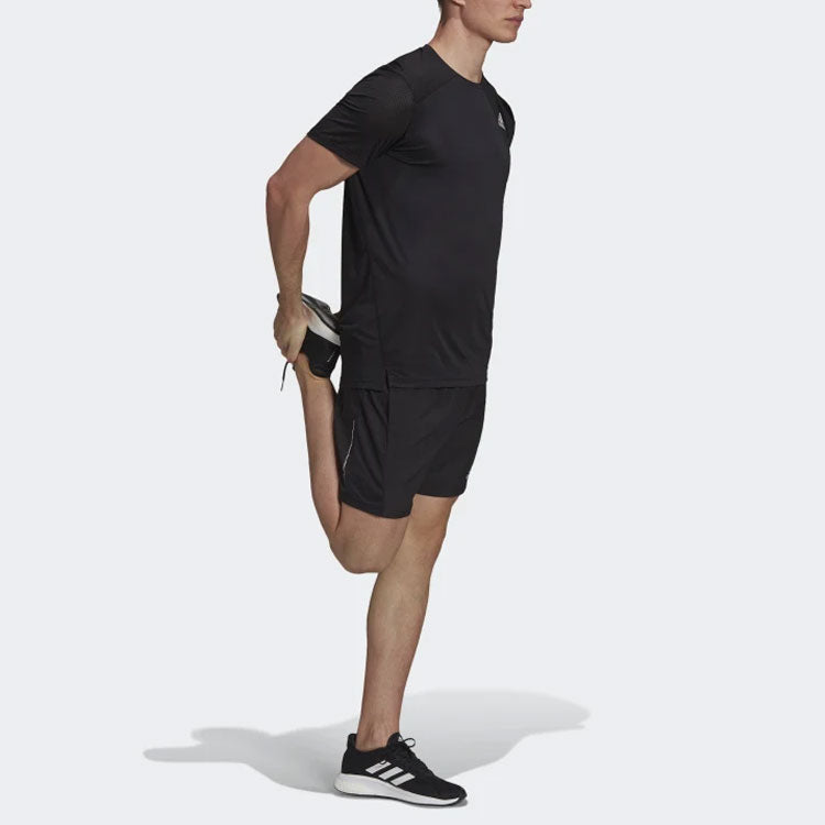 adidas Solid Color Logo Round Neck Short Sleeve Black H59885