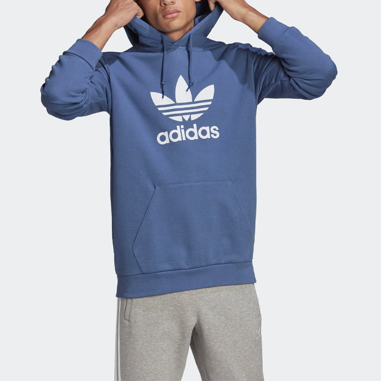adidas originals Printing Logo hooded Long Sleeves Pullover Blue GN3460