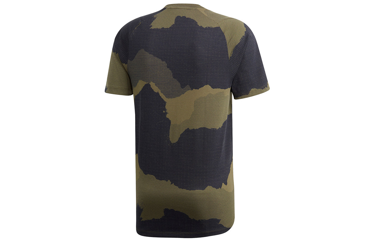 adidas Fl_tec Gf Cam Camouflage Casual Sports Breathable Short Sleeve Black DU0907