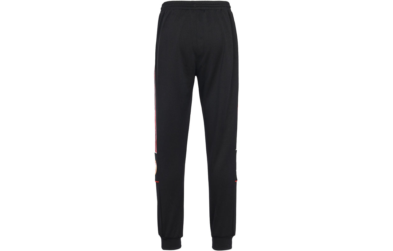 Men's adidas originals SS22 Manchester United Casual Stripe Printing Bundle Feet Sports Pants/Trousers/Joggers Black HP0453