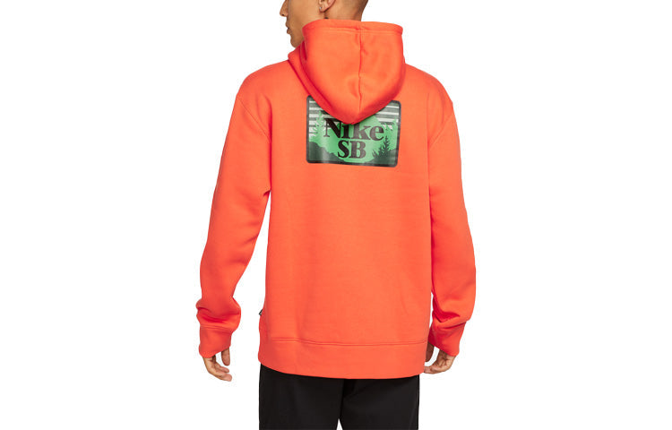 Men's Nike Solid Color Logo Pullover Hooded Long Sleeves Orange DA4256-800