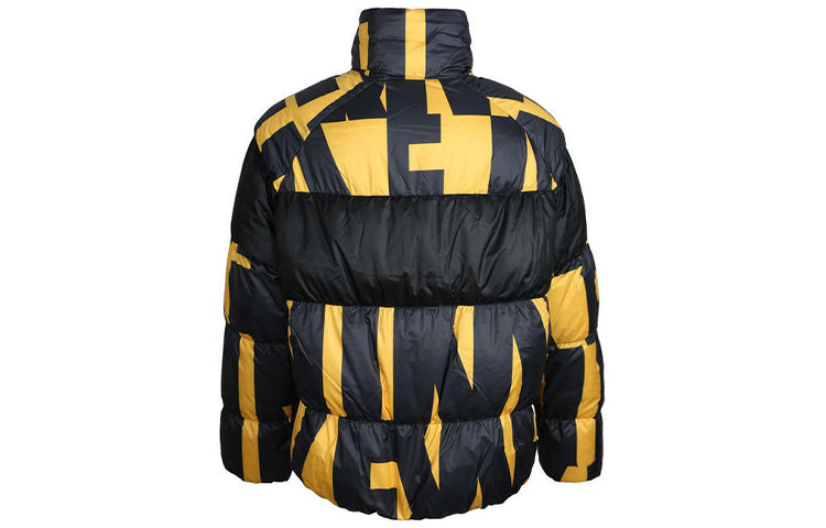 Nike Splicing Stay Warm Windproof Stand Collar Sports Down Jacket Yellow Black Colorblock 928890-752