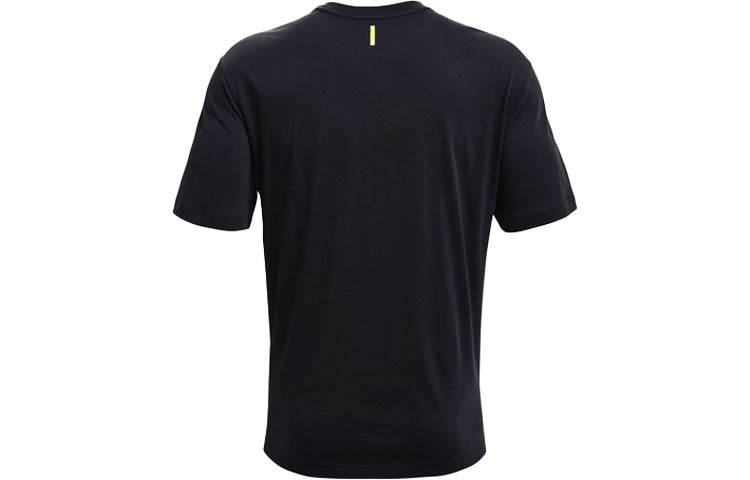 Men's Under Armour Curry Cotton Printing Round Neck Short Sleeve Black 1362006-001