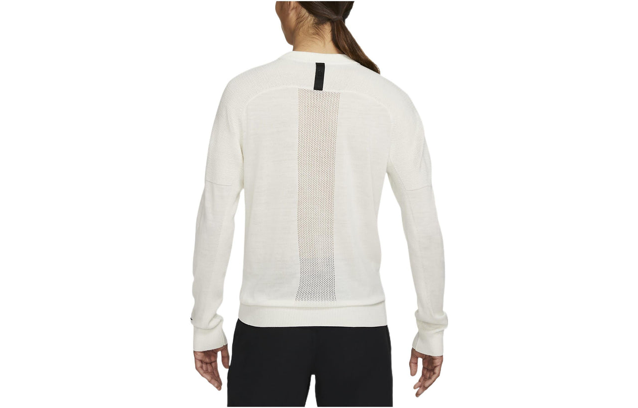 Men's Nike Tiger Woods Solid Color Elastic Breathable Golf Round Neck Wool Sweater Mountain White CU9783-121