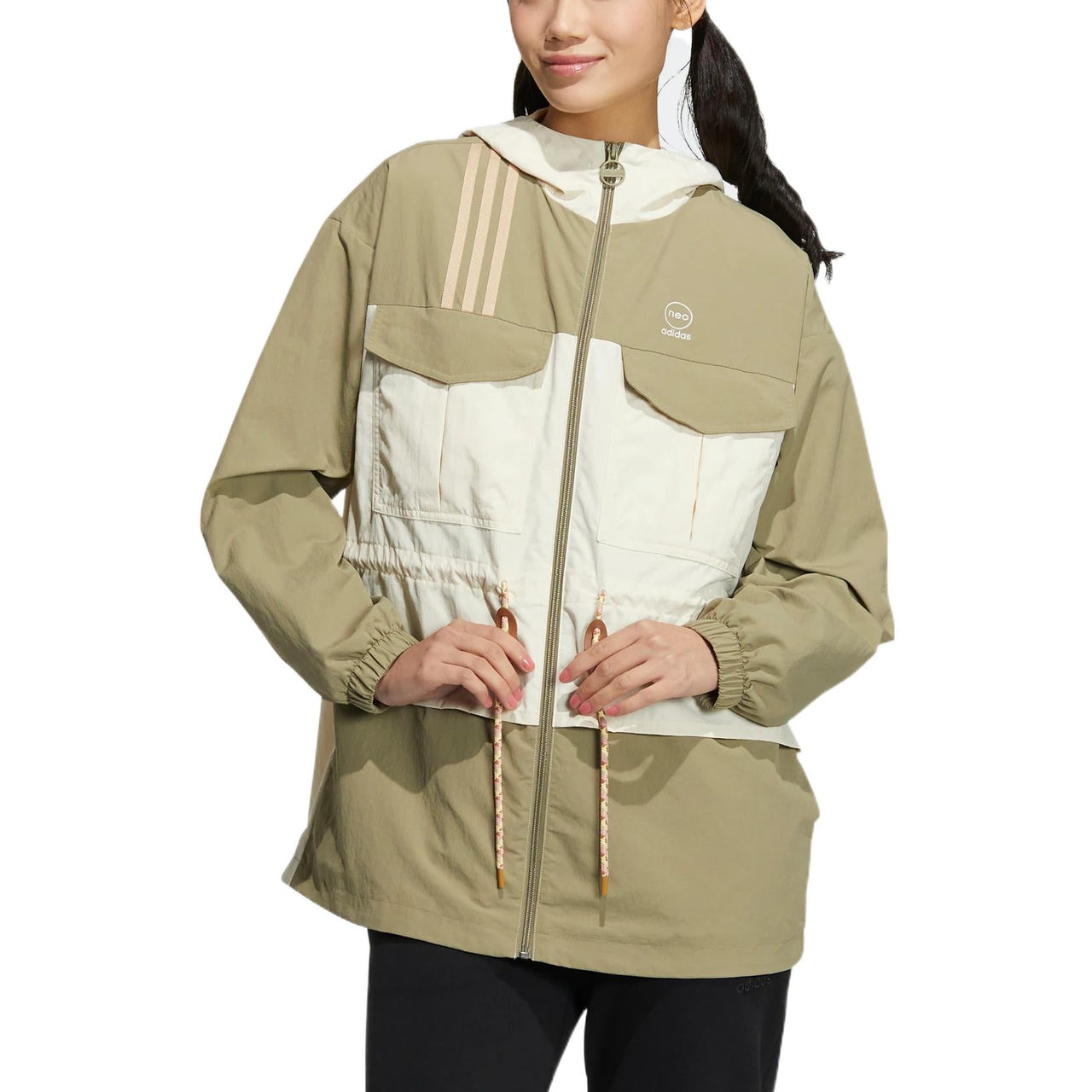 (WMNS) adidas Neo Util Windbreaker Jacket 'Tan White' HM2023