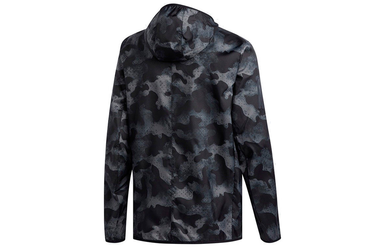 adidas Sports Training Camouflage Woven Hooded Jacket Black DZ2030
