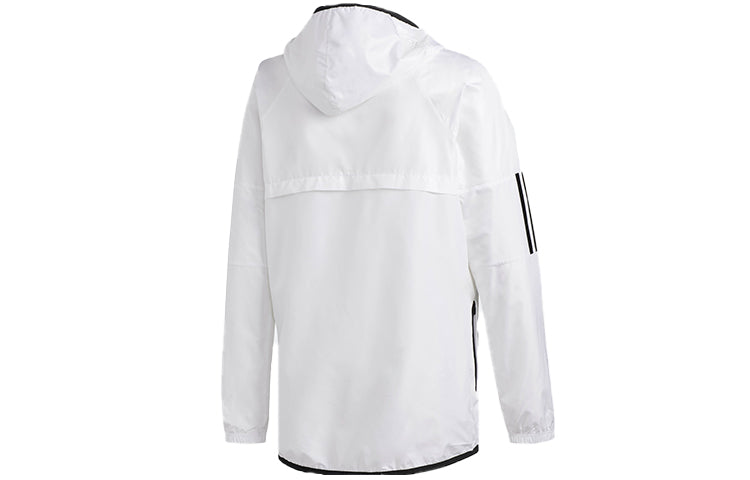 adidas Stripe Casual Sports Hooded Jacket White DU1962
