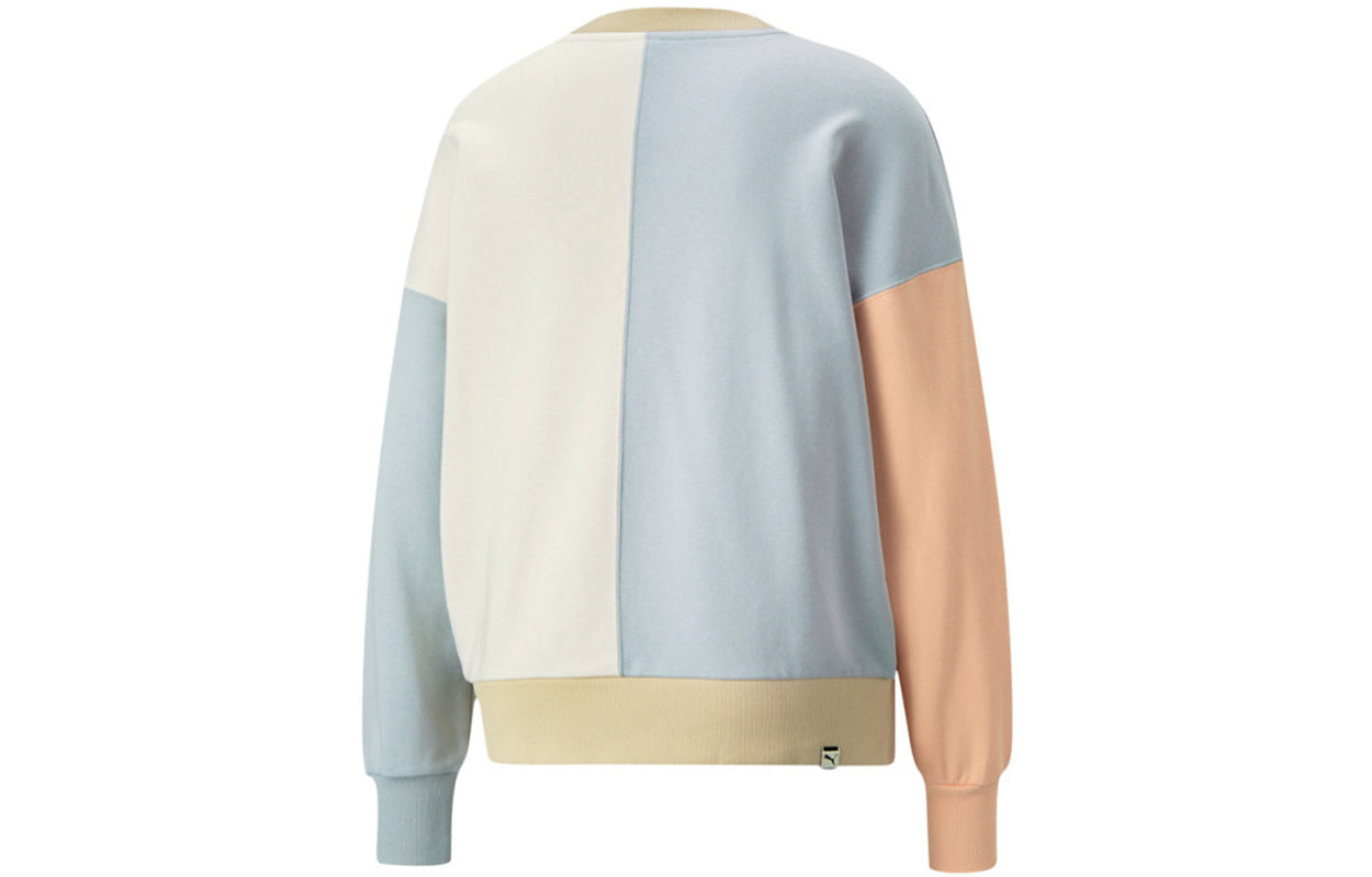 (WMNS) PUMA Downtown Oversized Crew Round-neck Swea White 533052-88
