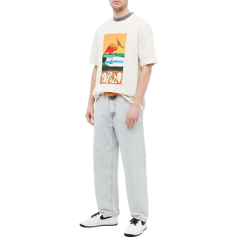 HERON PRESTON SS22 Abstract T-shirt 'White Orange' HMAA026S22JER0030120