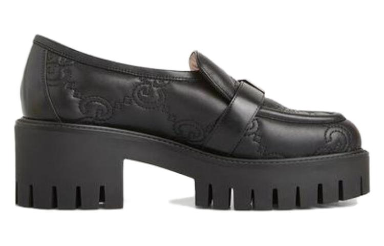 (WMNS) Gucci GG Matelass Slip-On Loafers with Block heel 'Black' 718388-AAA4F-1058