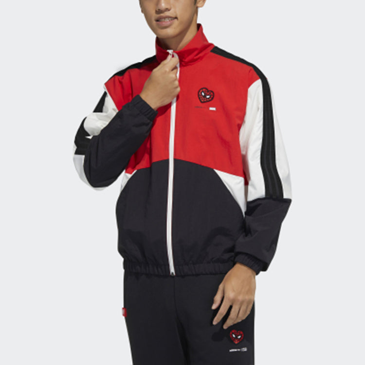 adidas neo U Spdr Jkt Colorblock Woven Sports Stand Collar Jacket Red H55131