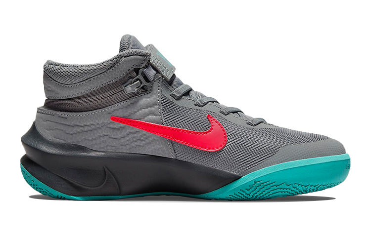 (GS) Nike Team Hustle D10 FlyEase 'Smoke Grey Washed Teal Siren Red' DD7303-008