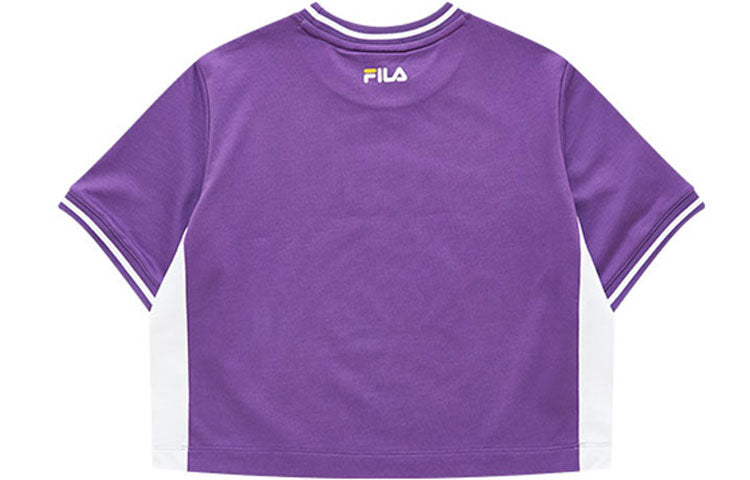 (WMNS) Fila FUSION Printing Splicing Round Neck Short Sleeve Purple T11W112101F-PU