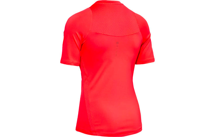 (WMNS) Under Armour Rush Training Sports Splicing Breathable Short Sleeve Red 1355583-628