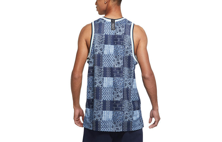 Nike Dri-FIT DNA Knit Quick Dry Plaid Casual Basketball Jersey Blue CK6302-455
