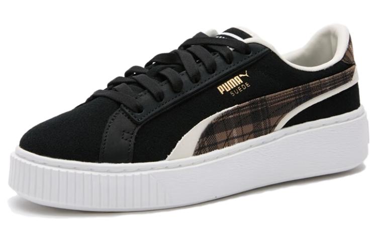 (WMNS) PUMA Suede Plat Form Plaid 'Black' 395228-01
