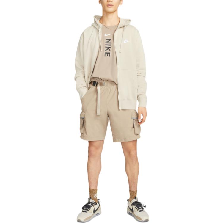 Men's Nike Sportswear Tech Pack Solid Color Logo Embroidered Side Elastic Waistband Shorts Khaki DQ4281-247