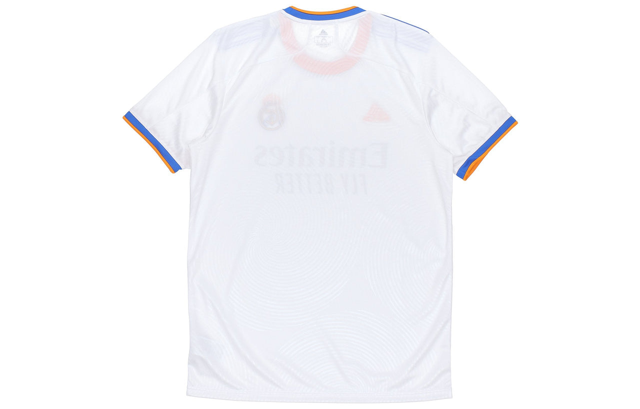 adidas real Madrid 21-22 Season SW Fan Edition Home Alphabet Logo Stripe Sports Short Sleeve Soccer/Football Jersey White GQ1359