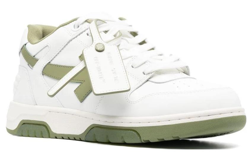 Off-White Out Of Office Leather Sneakers 'White Olive Green' OMIA189F23LEA0020153
