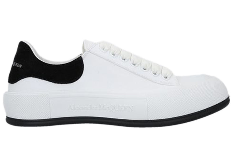 Alexander McQueen Deck Skate Plimsoll Lace Up 'White Black Suede' 654594W4MV79061