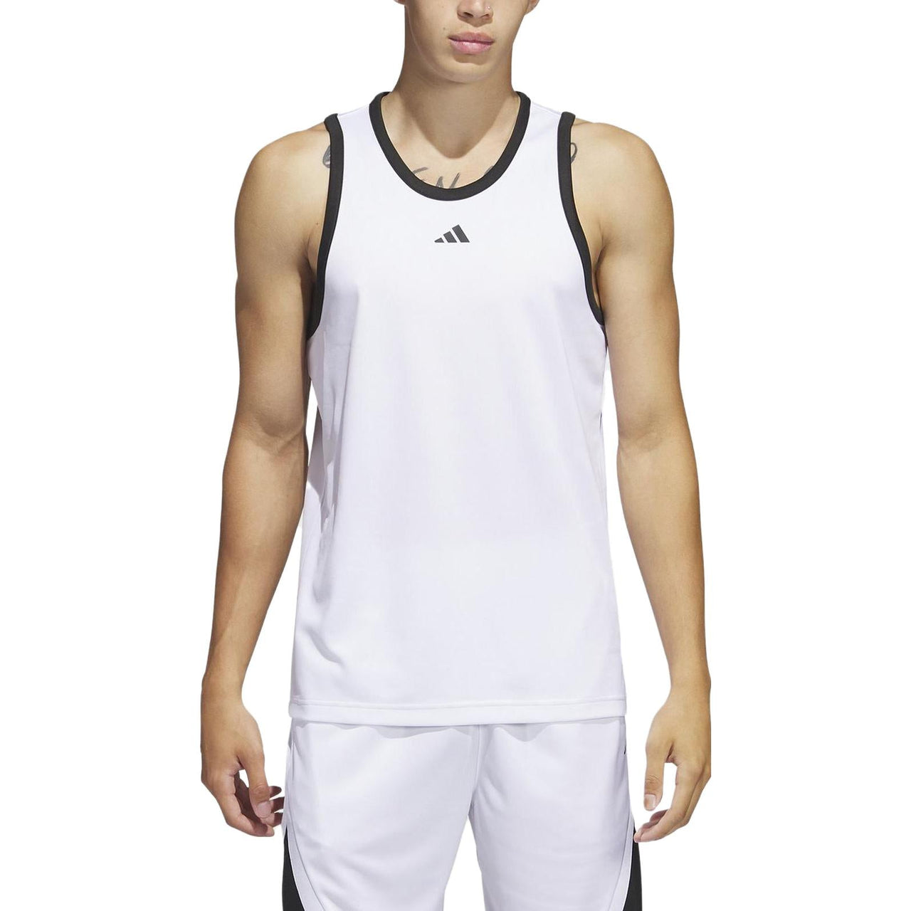 adidas Legends Basketball 3-Stripes Tank Top 'White' IC2460