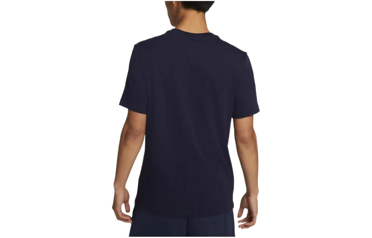 Men's Nike Geometry Pattern Printing Round Neck Short Sleeve Blue T-Shirt DR7634-498