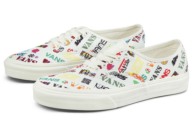 Vans Authentic Breathable Lightweight Low Top Casual Skate Shoes Unisex White Multi-Color VN0A348A3Z2